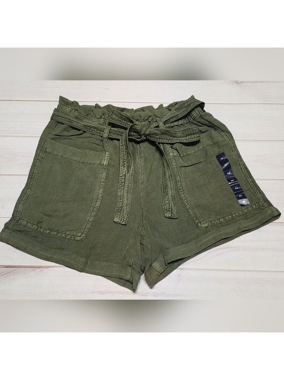Lucky Brand Linen Paperbag Shorts in Olive Size XS New Without Tags